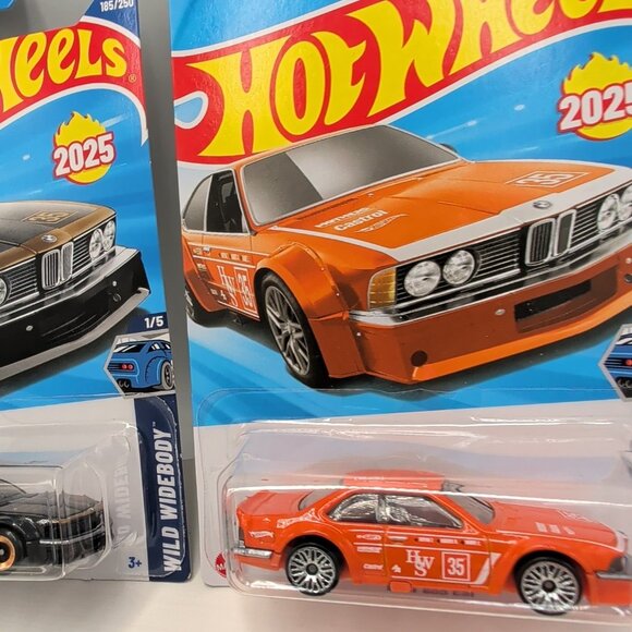 2 Cars Hot Wheels BMW 635 CSi Black & Gold & Orange 2025 185/250 Wild Widebody - Picture 6 of 10